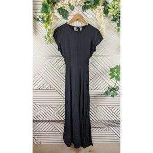 Urban Outfitters Lindsey Cap Sleeve Midi Dress Black Size Small